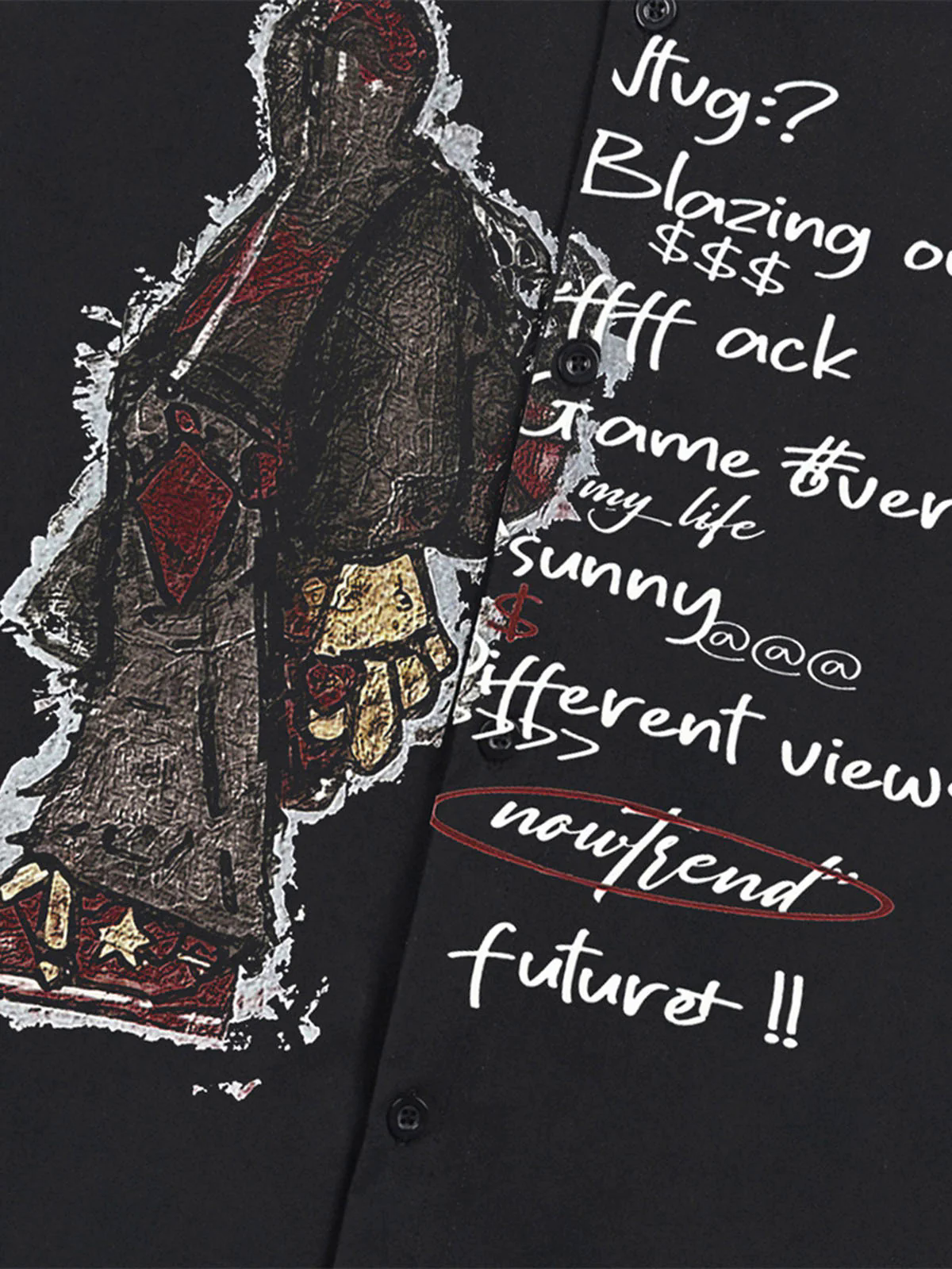 Oversized Graphic Cartoon Letter Print Short-Sleeve Shirt