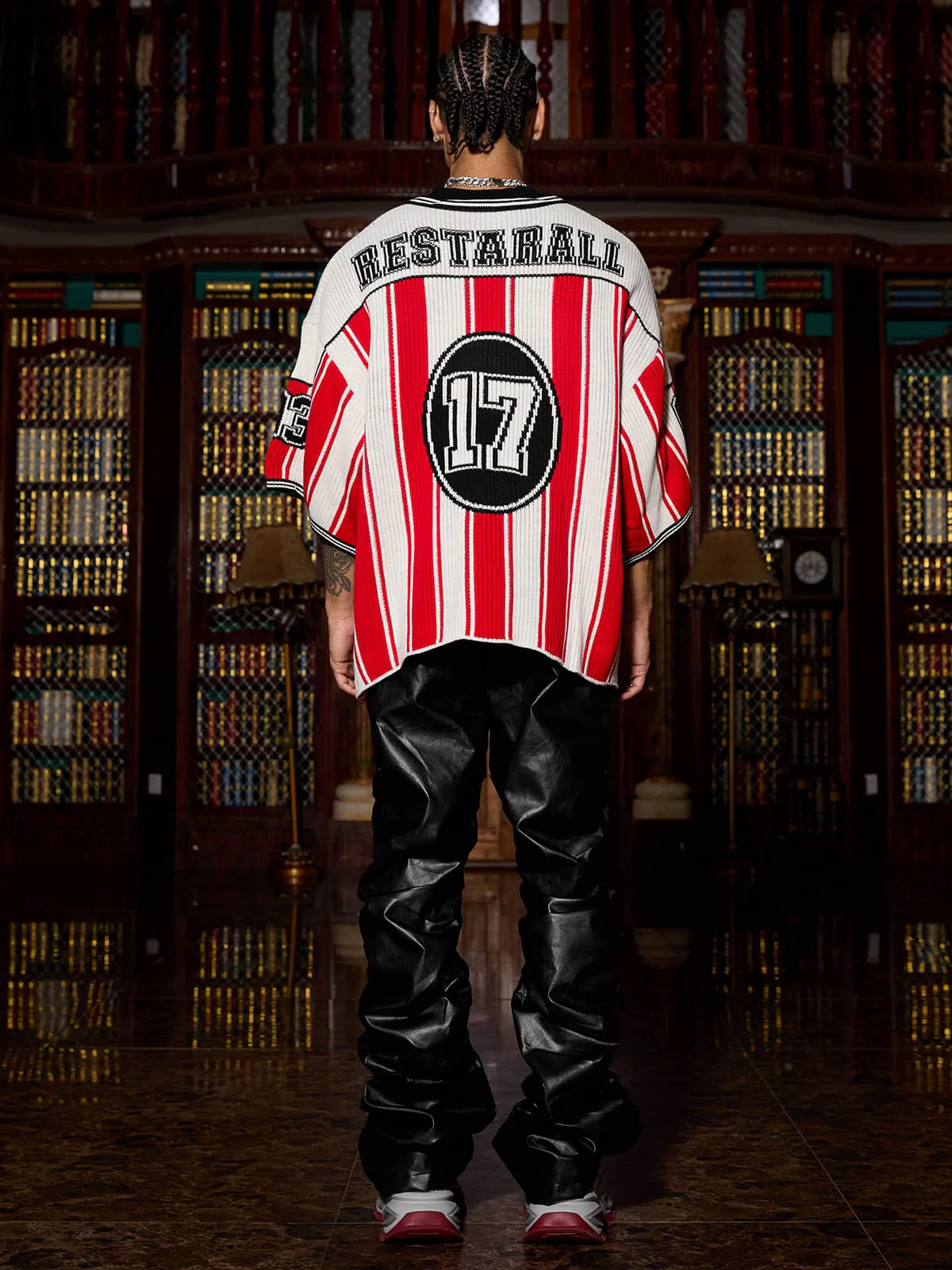 Vintage Striped Baseball Short-sleeved Knit Sweater - 2249