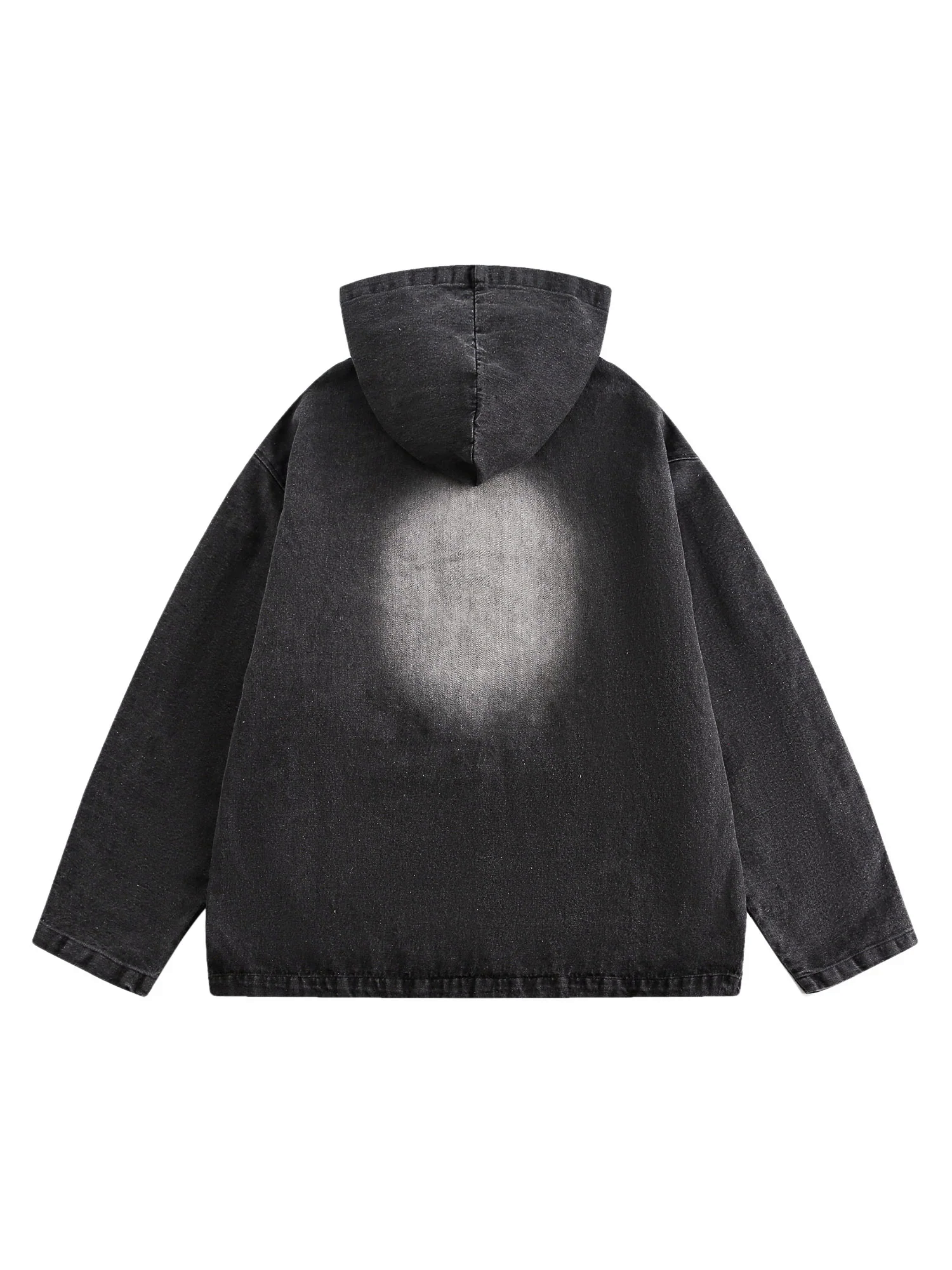 Retro Distressed Washed Denim Hoodie - 2176