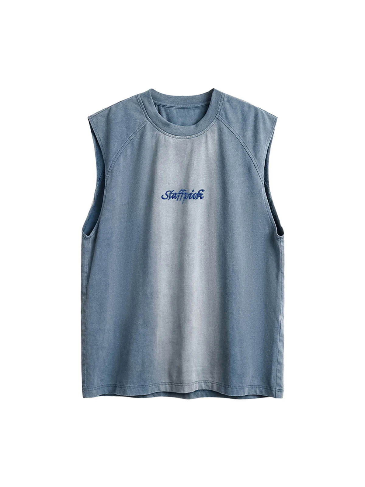 Distressed Washed Embroidered Gradient Vest