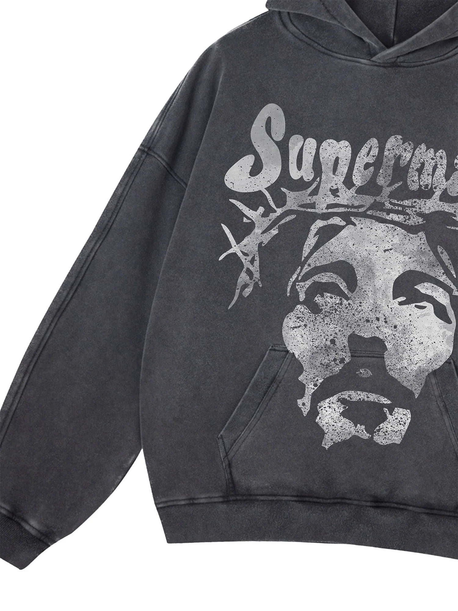 Heavy Washed Jesus Graphic Hoodie - 1973
