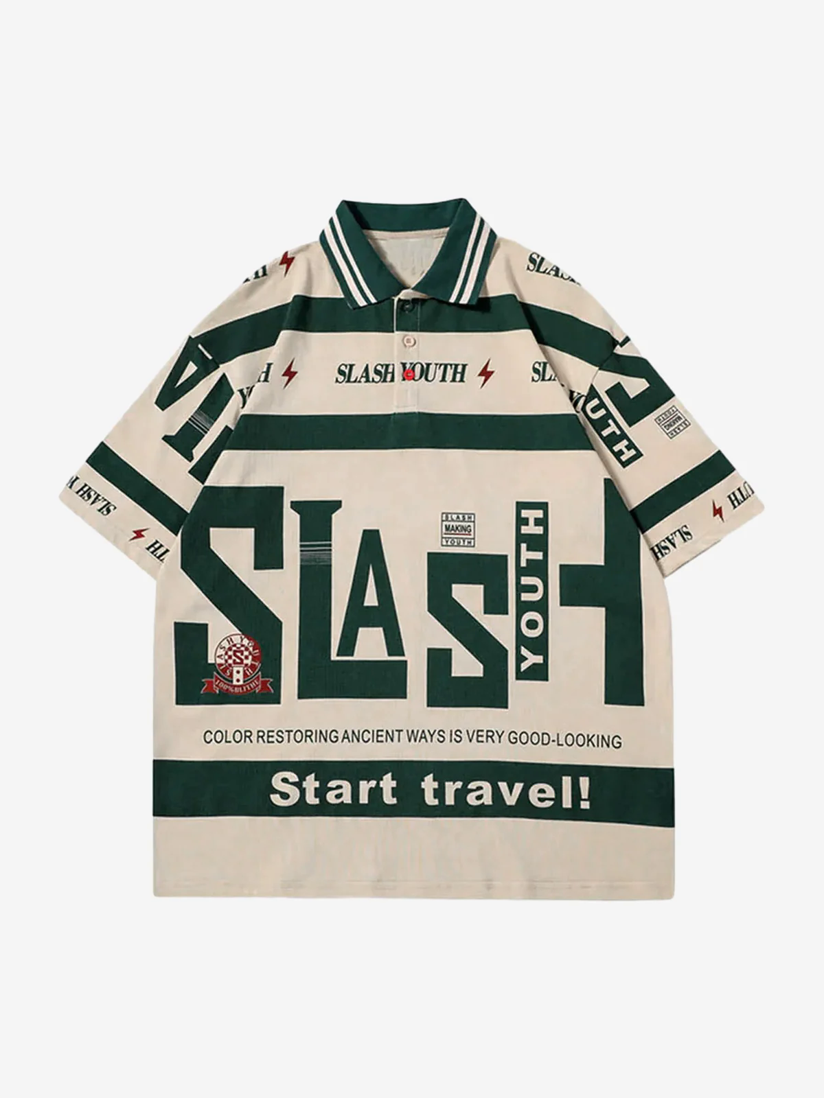 Contrast Color Slash Polo Shirt -1208