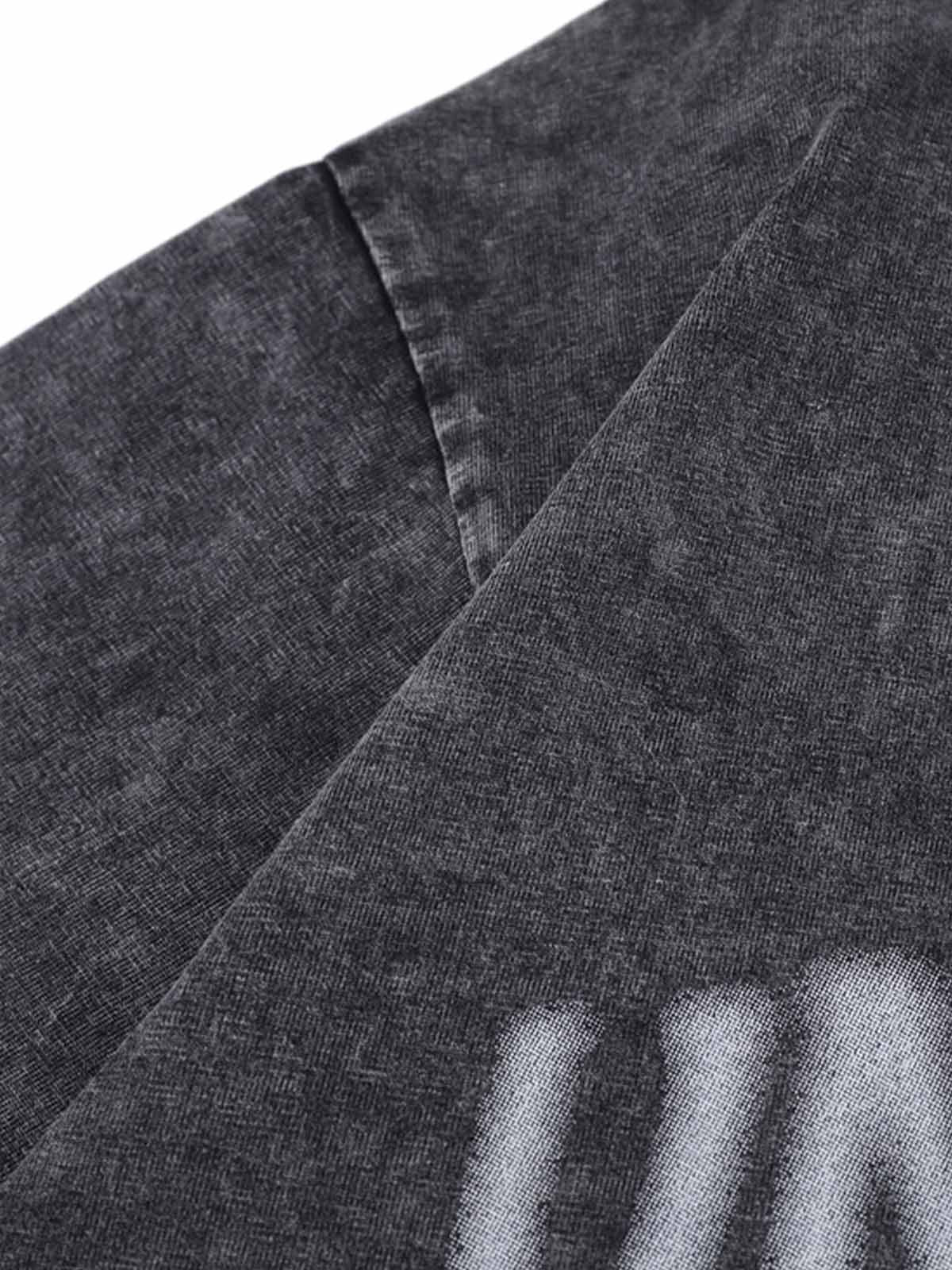 Distressed Embroidered Denim Collar Polo Shirt