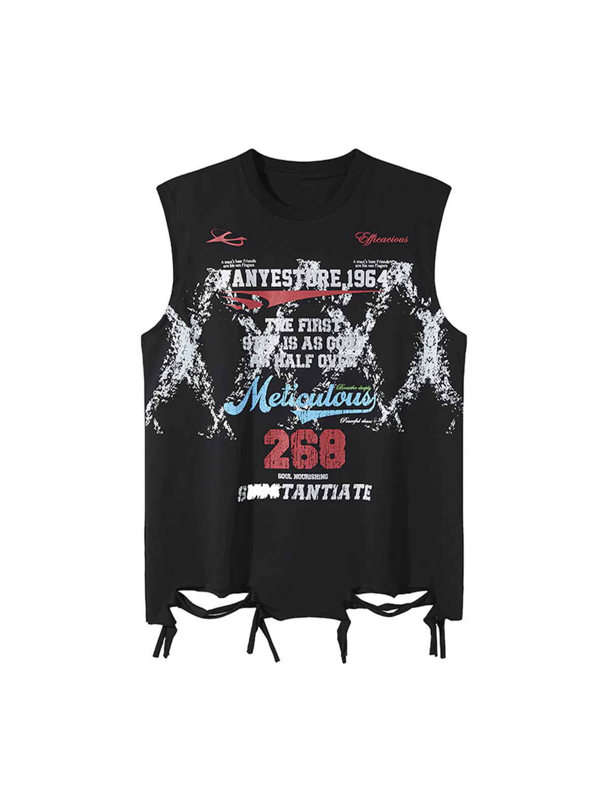 Retro Tattered Print Vest