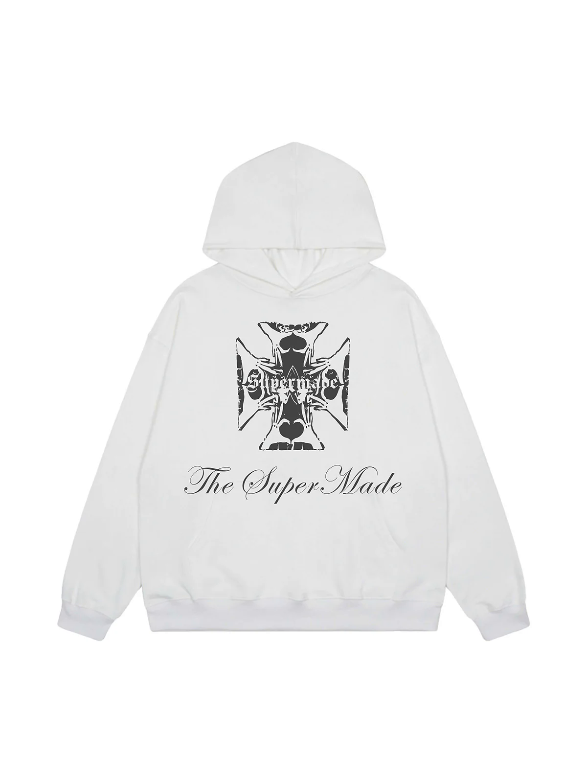 Street Cross Letters Print Hoodie