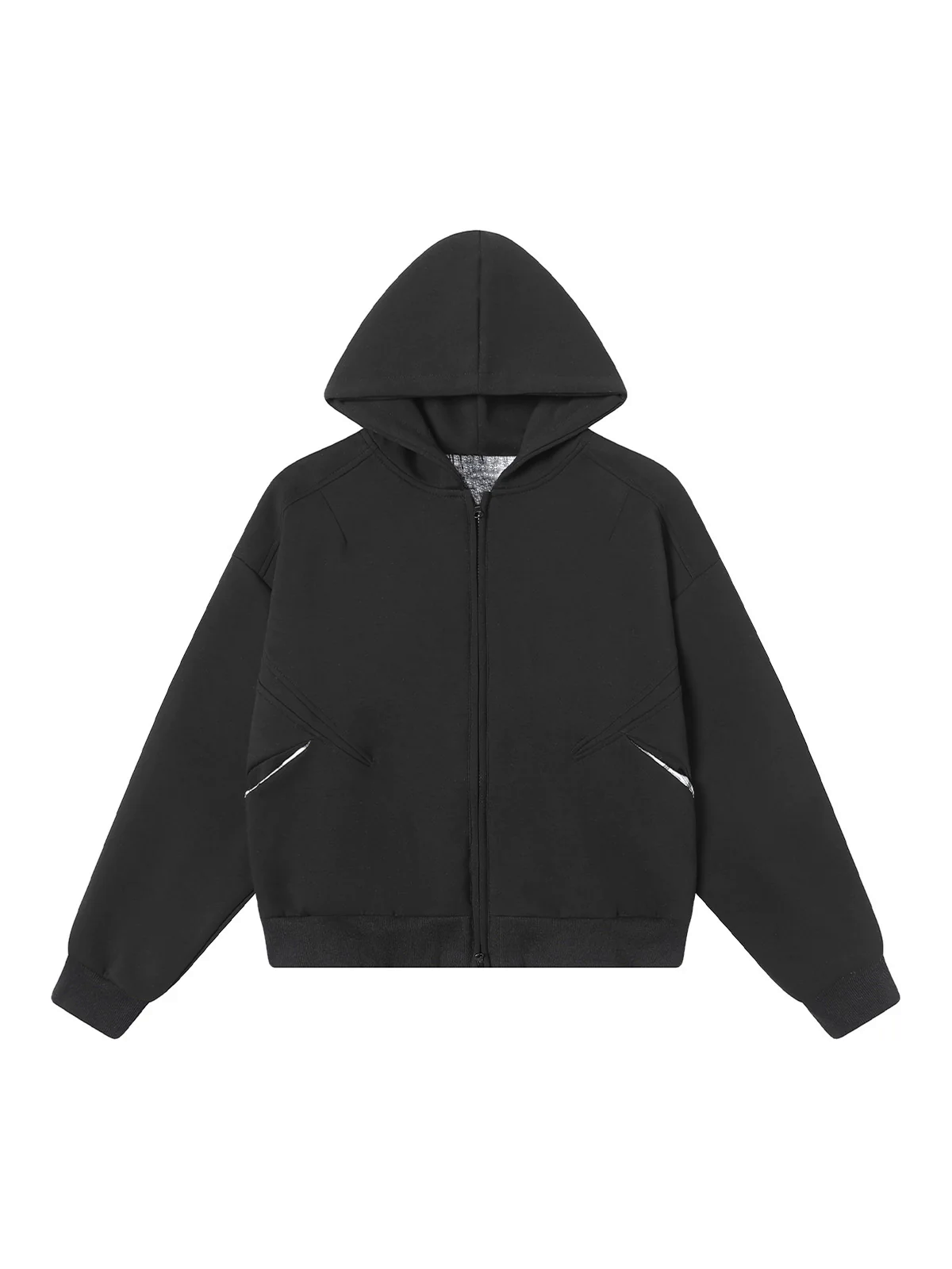 Retro Plaid Lining Zip Up Hooded Sweatshirt