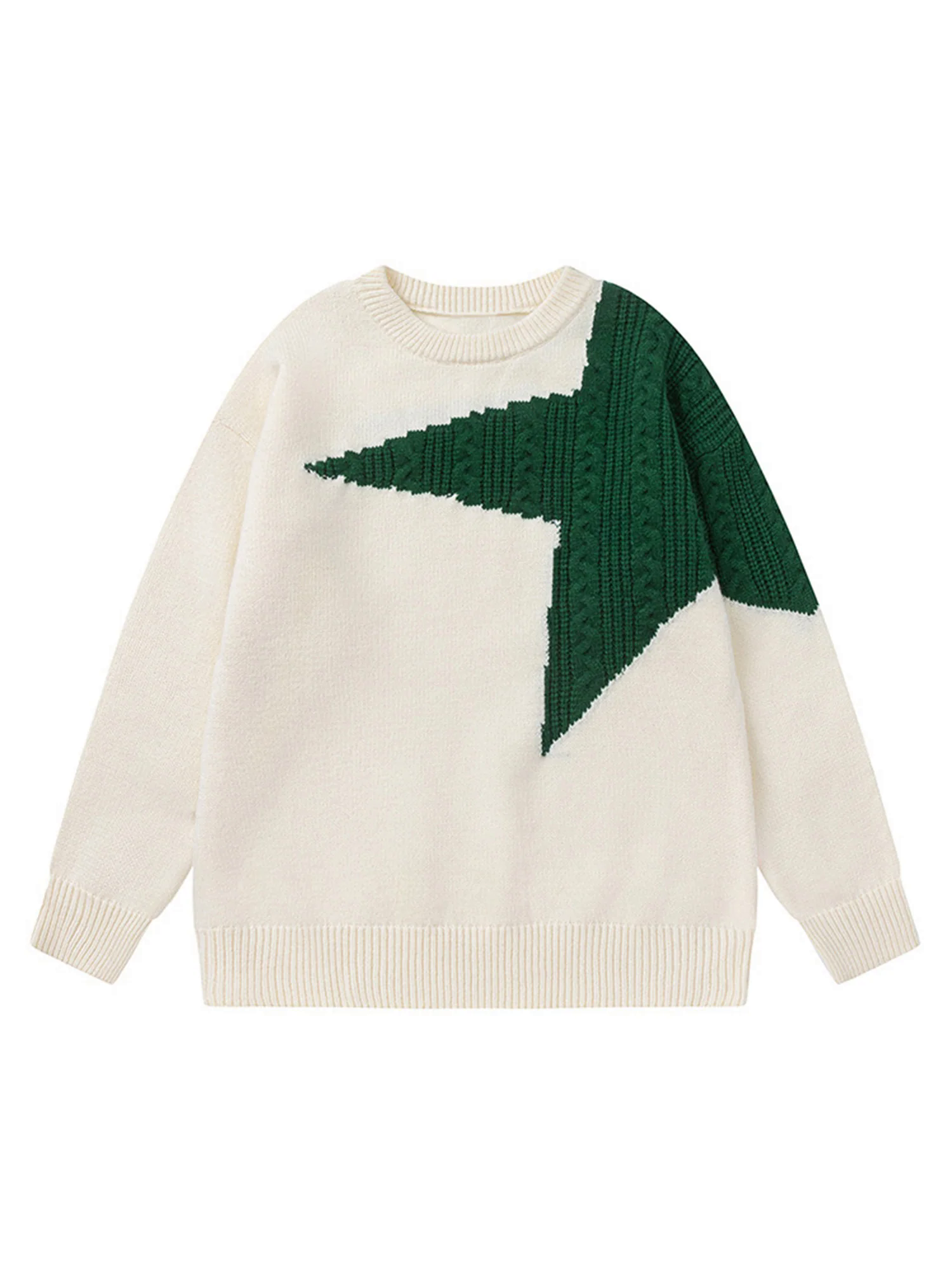 Star Contrast Knit Sweater