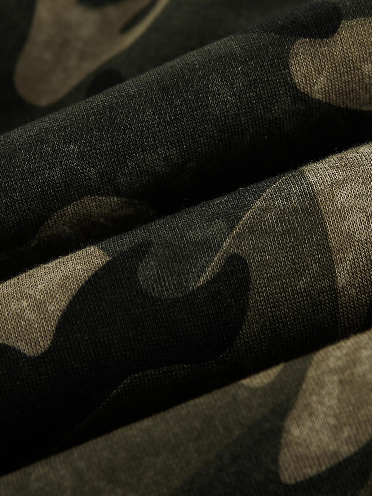 Vintage Camouflage Flame Heart Print Hoodie