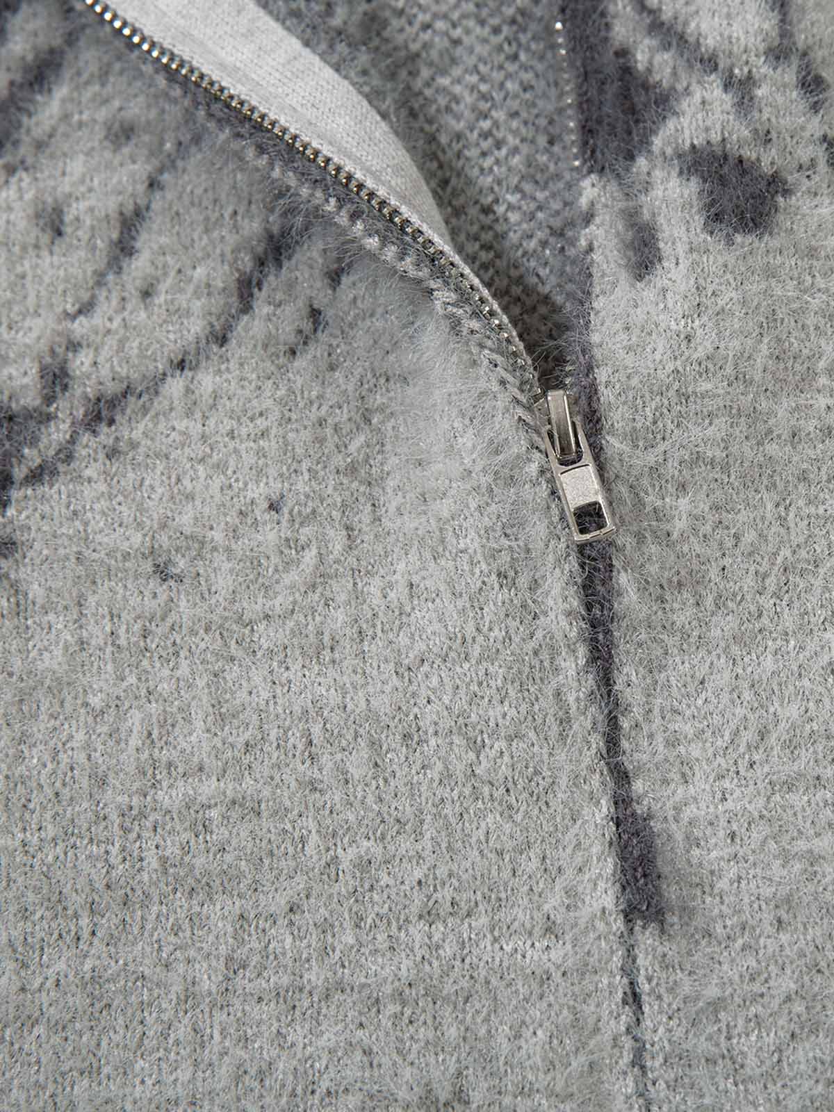 Butterfly Jacquard  Knit Mock Neck Sweater