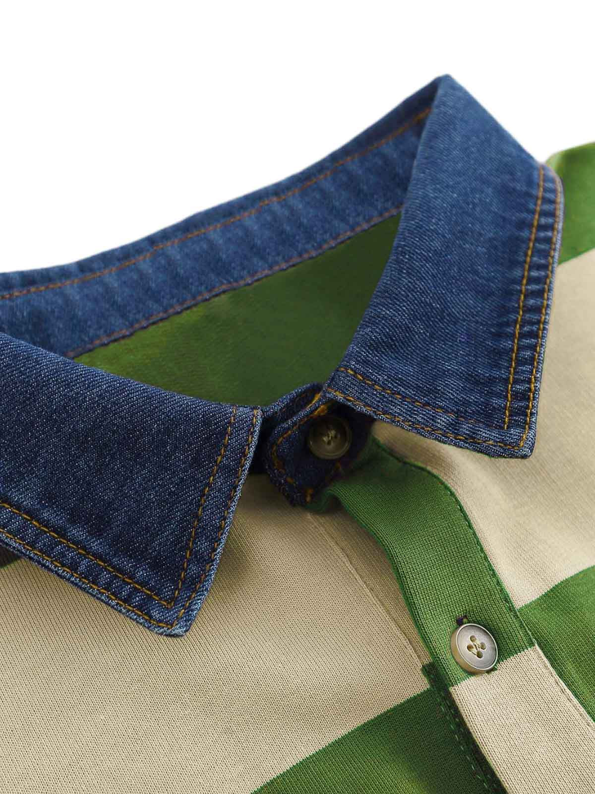 Vintage Color Striped Polo Shirt - 2371