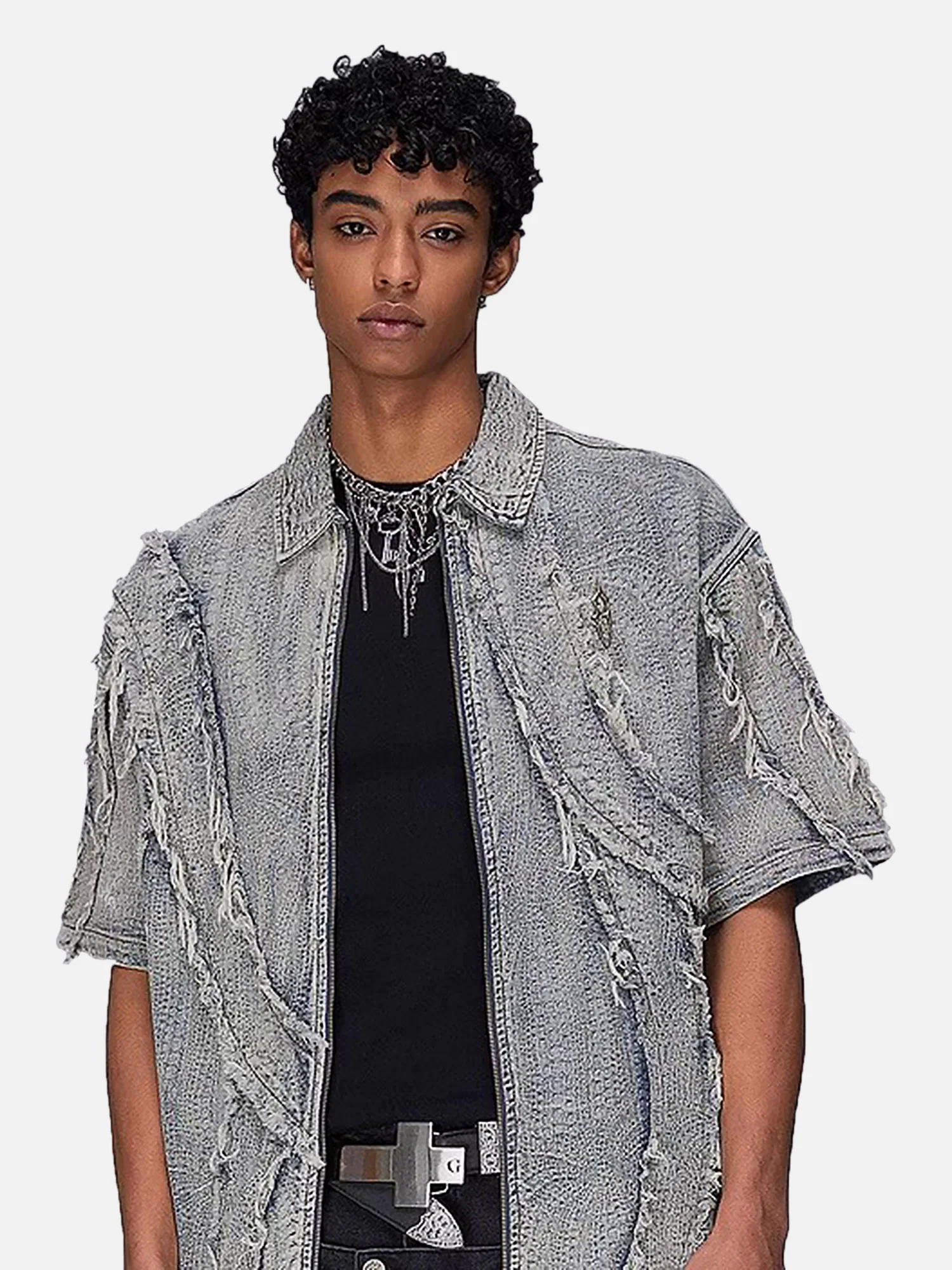 Washed Raw Edge Denim Shirt - 2064