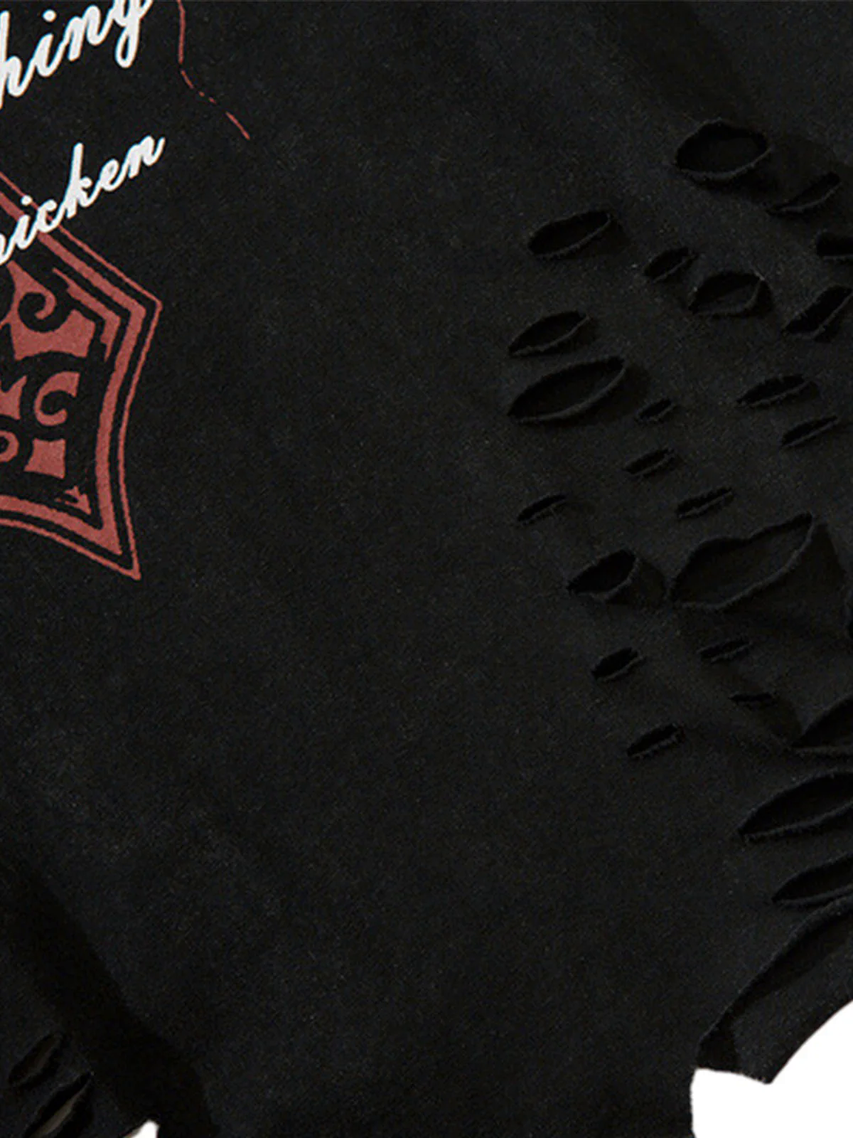 Distressed Ripped Graphic Cross Print Vest