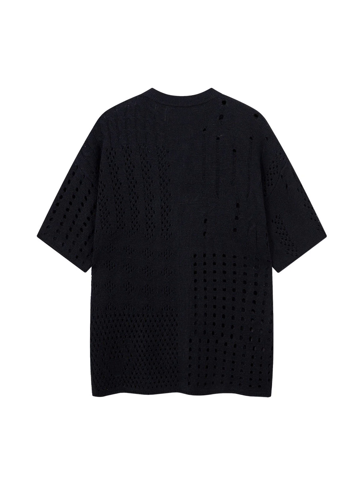Openwork Knit Short-Sleeve Sweater