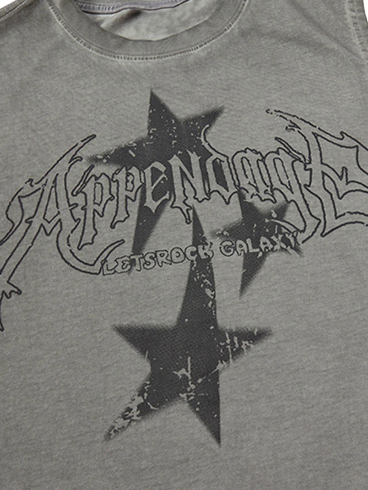 Washed Star Print Vest