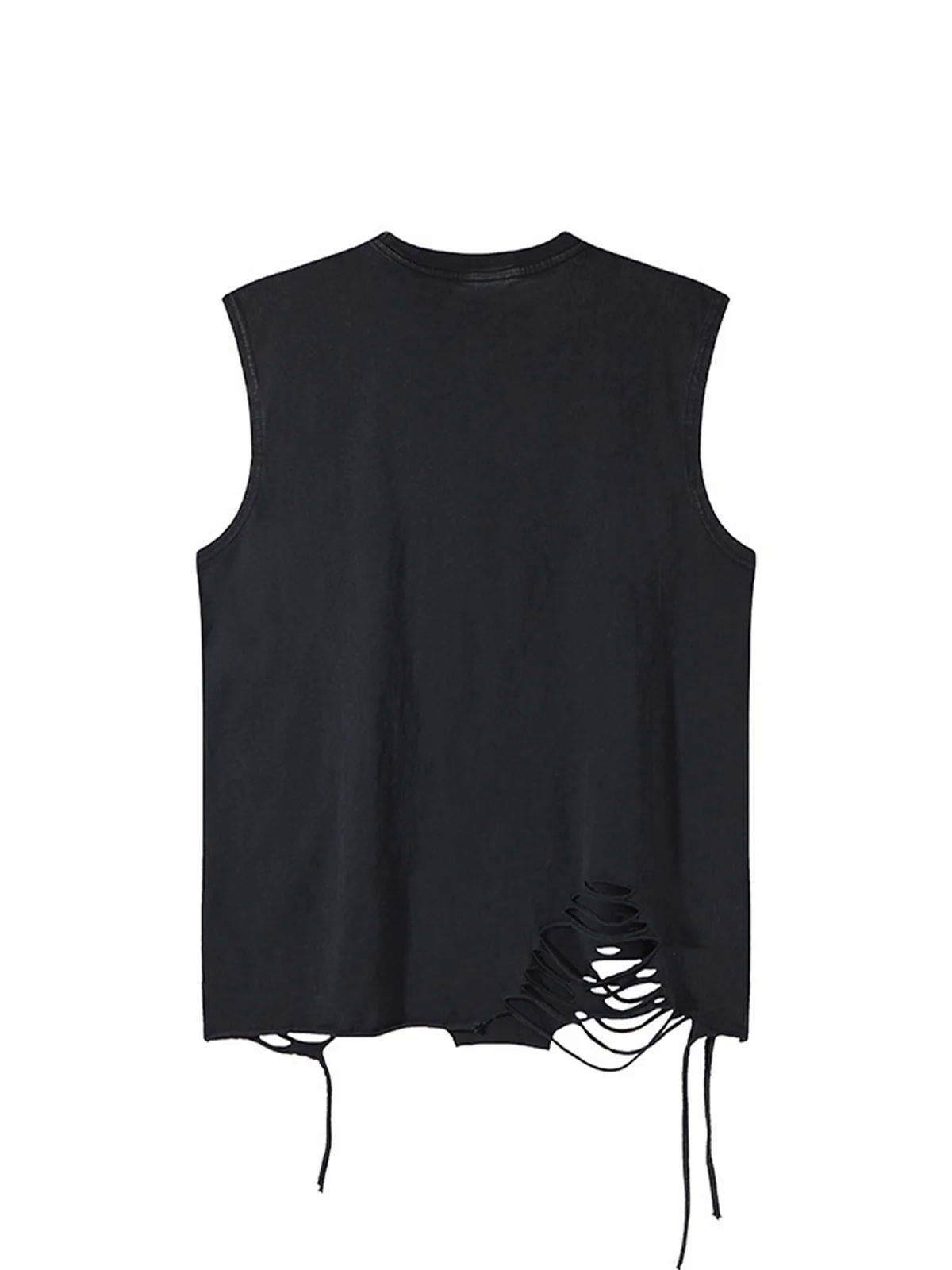 Asymmetric Distressed Graffiti Chain Vest