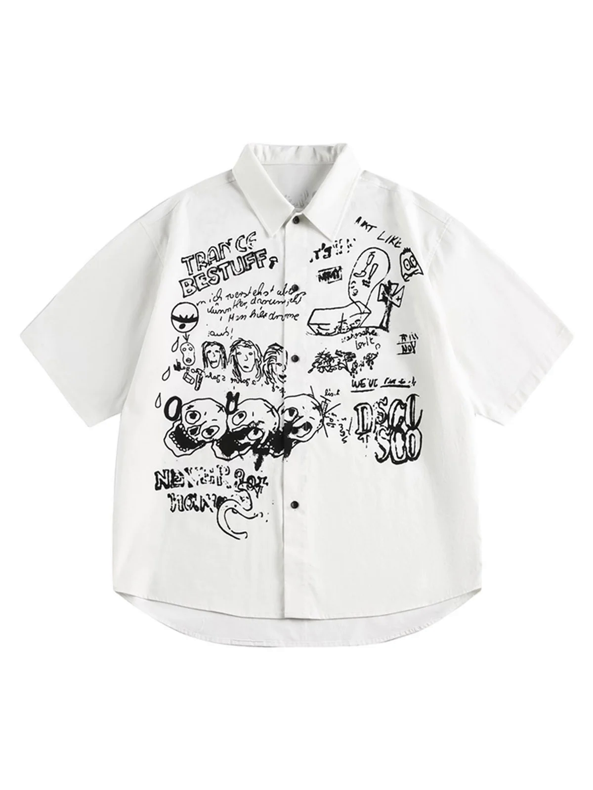 Fun Graffiti Print Short Sleeve Shirt