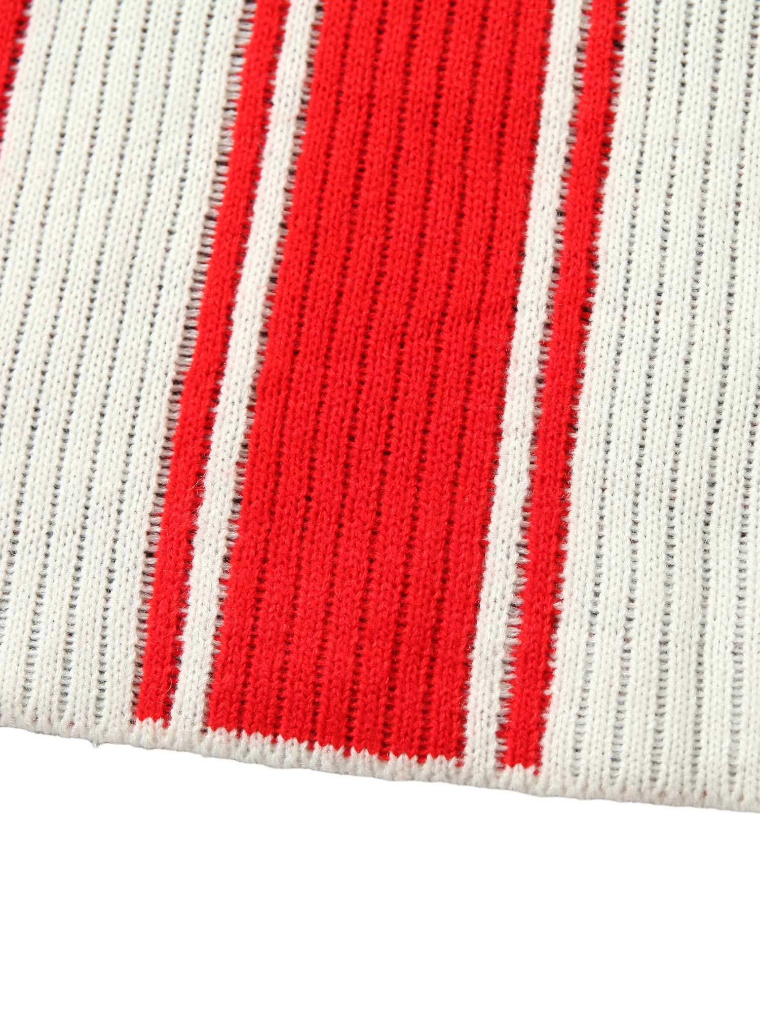 Vintage Striped Baseball Short-sleeved Knit Sweater - 2249