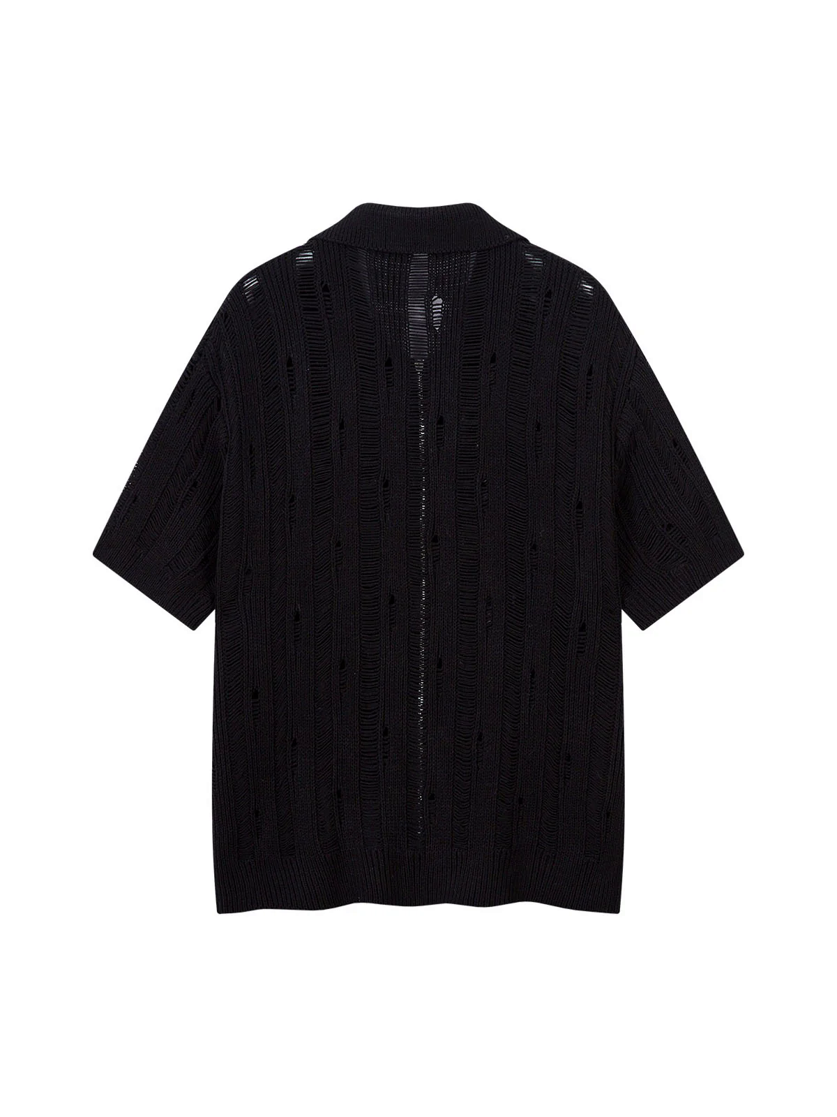 Cleanfit Black Knit Zip-Up Short-Sleeve Shirt