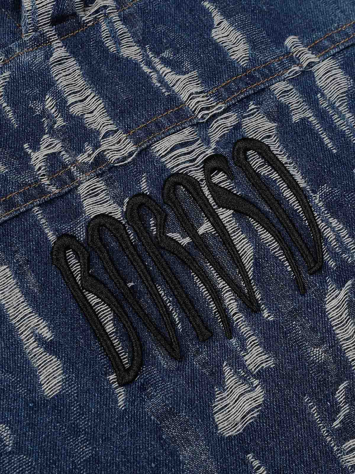 Embroidered Washed Denim Hoodie