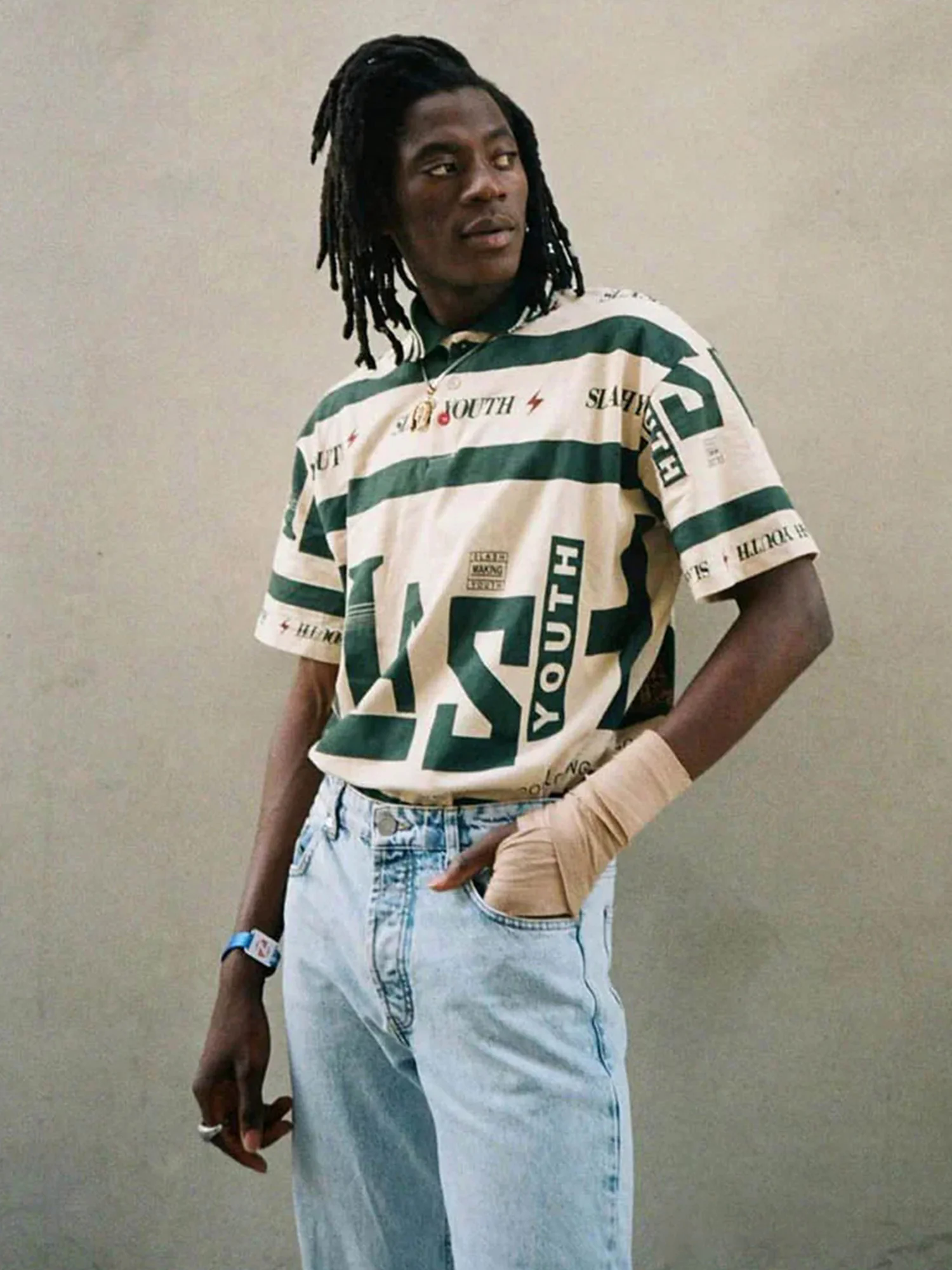 Contrast Color Slash Polo Shirt -1208