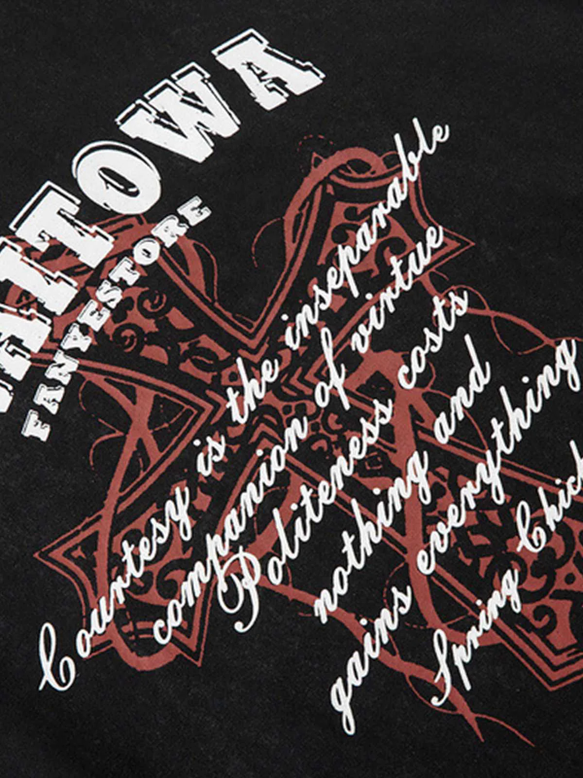 Distressed Ripped Graphic Cross Print Vest