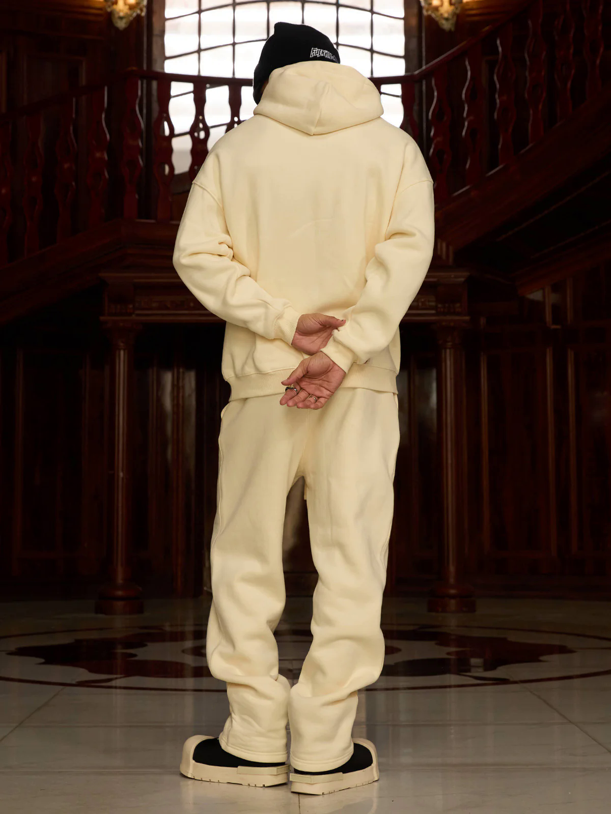 Street Hip-Hop Letters Fleece Tracksuit - 2230