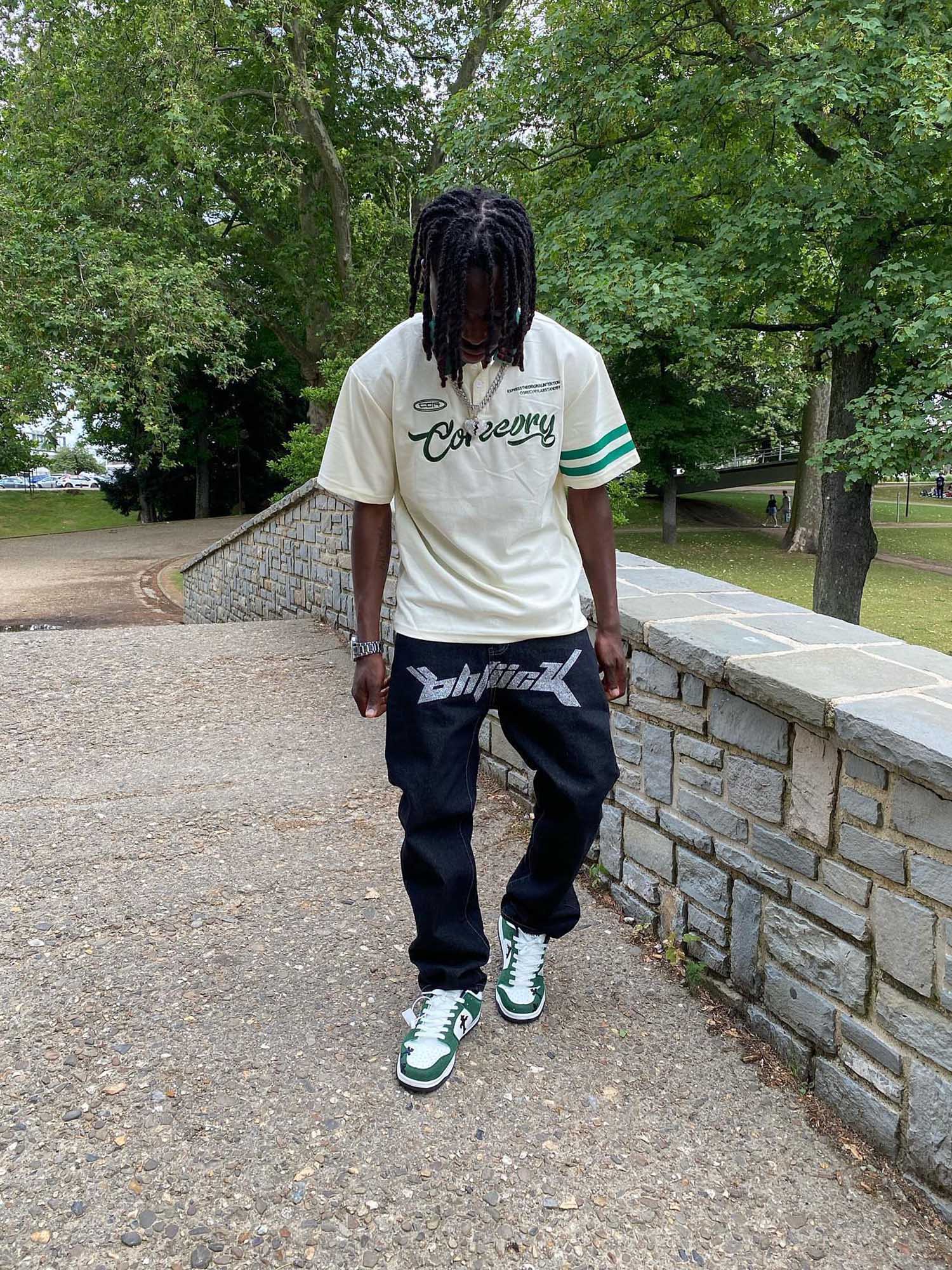 Letter Embroidered Polo Shirt - 1589