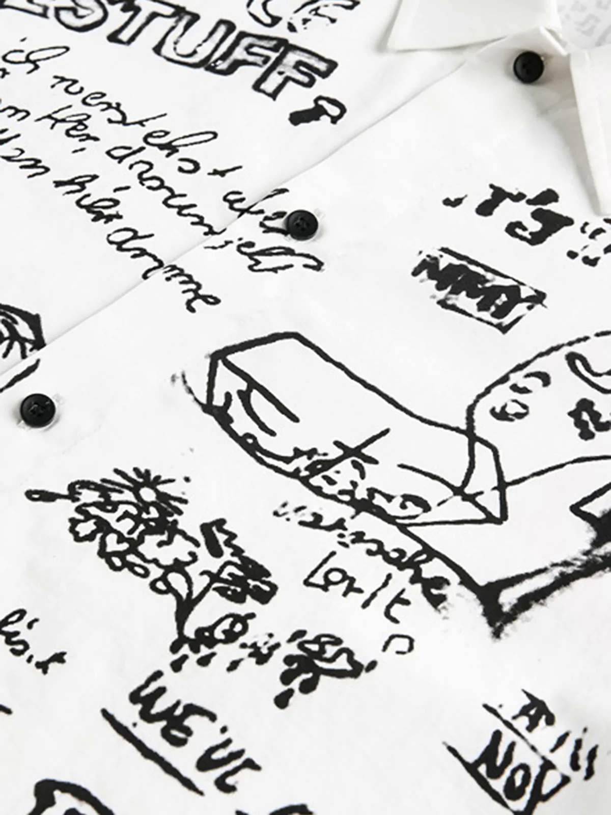 Fun Graffiti Print Short Sleeve Shirt