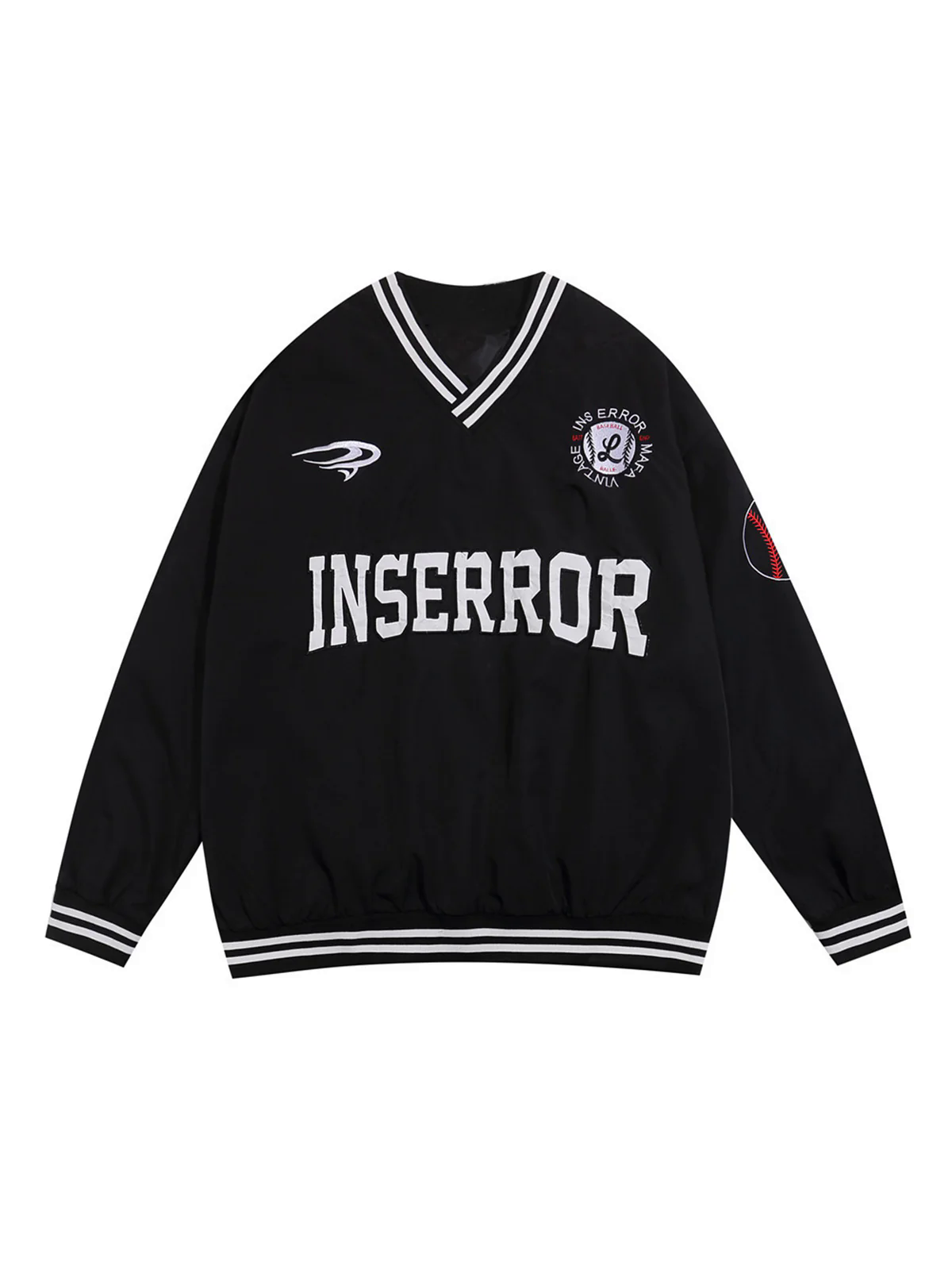 Street V-Neck Baseball-Inspired Sweatshirt