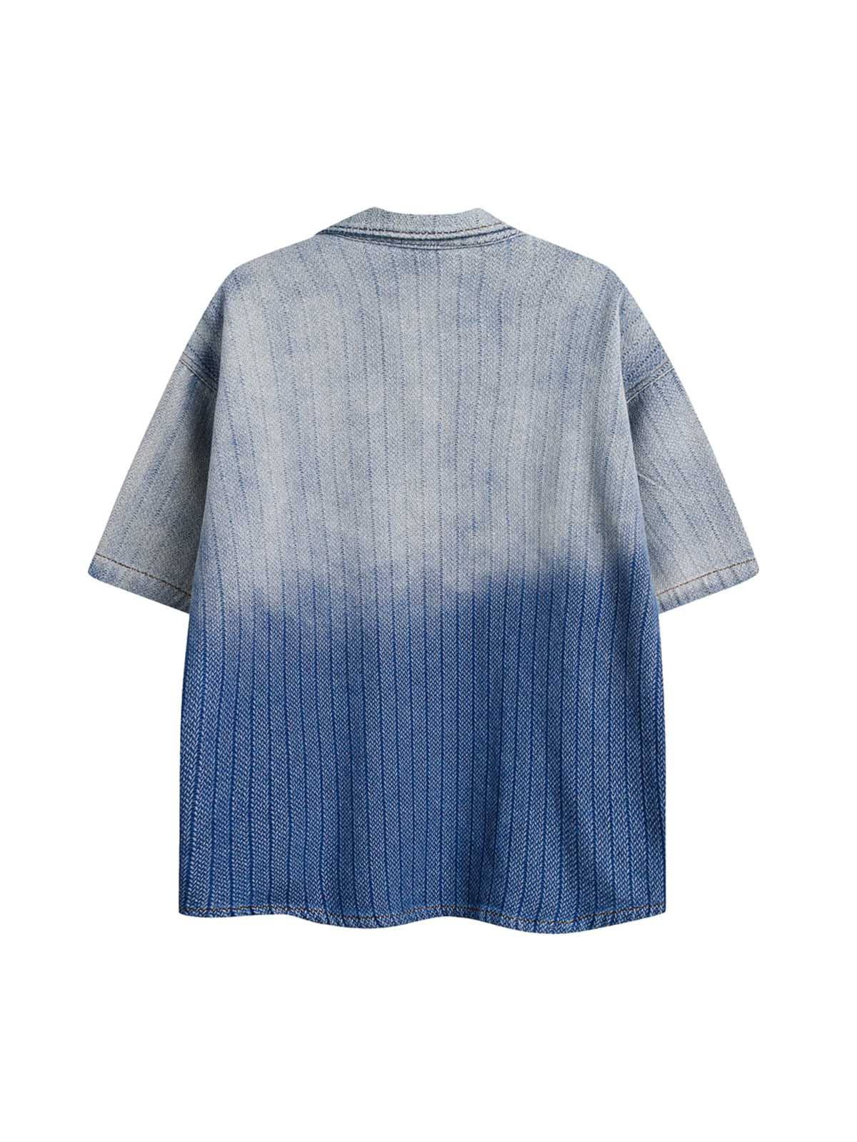 Gradient Denim Short-Sleeve Shirt