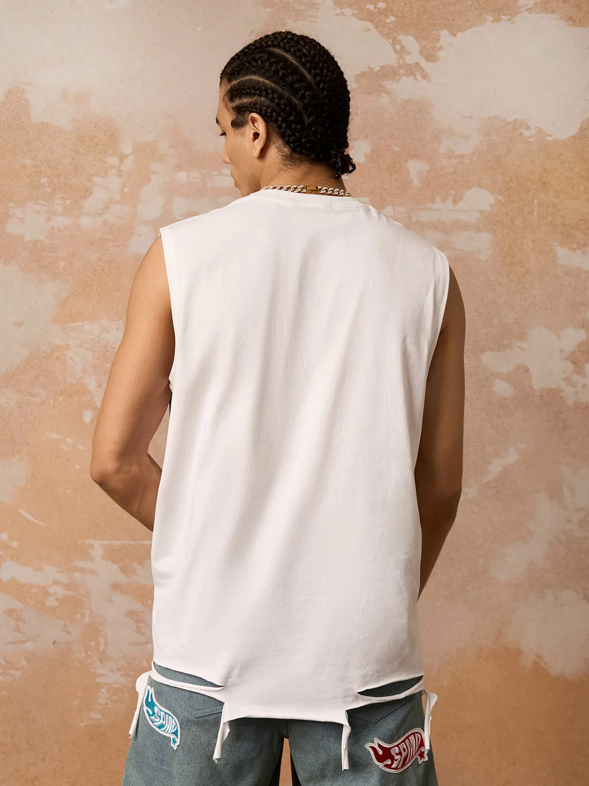 Retro Tattered Print Vest